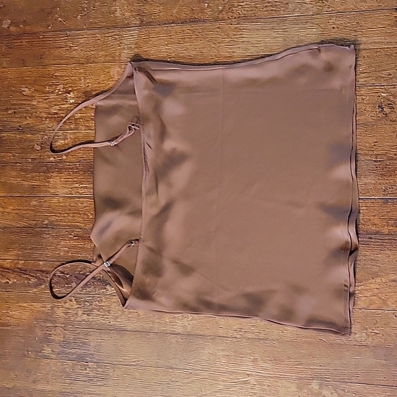 EUC Express Brown Satin Tank M - Picture 4 of 4